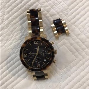 Tortoise and Gold watch
